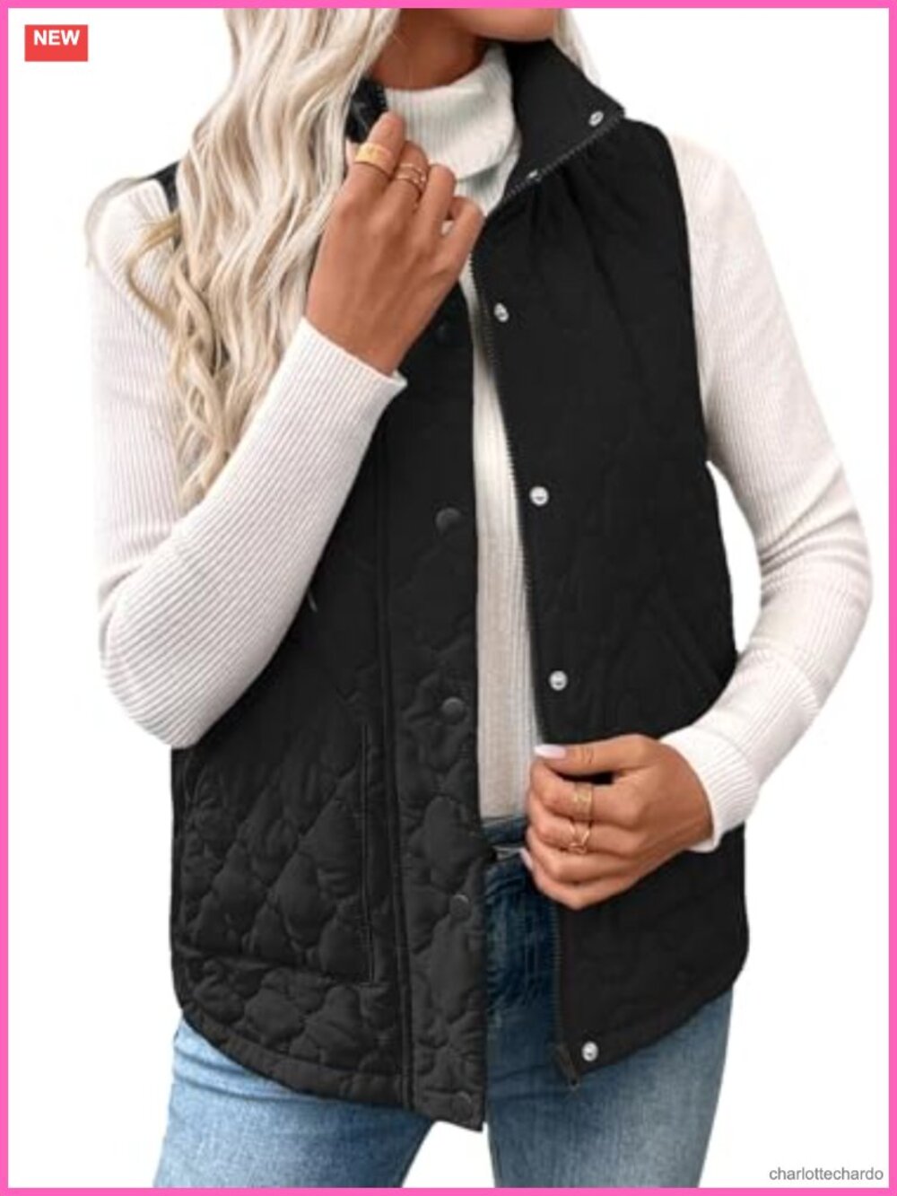 Women's Quilted Puffer Vest Lightweight Sleeveless Zip Up Pink?